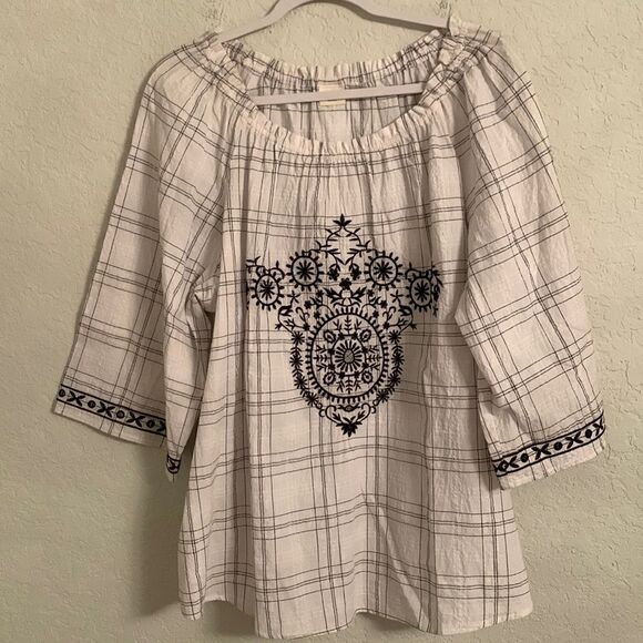 Westbound White Embroidered Top Tunic Size L - Picture 1 of 6
